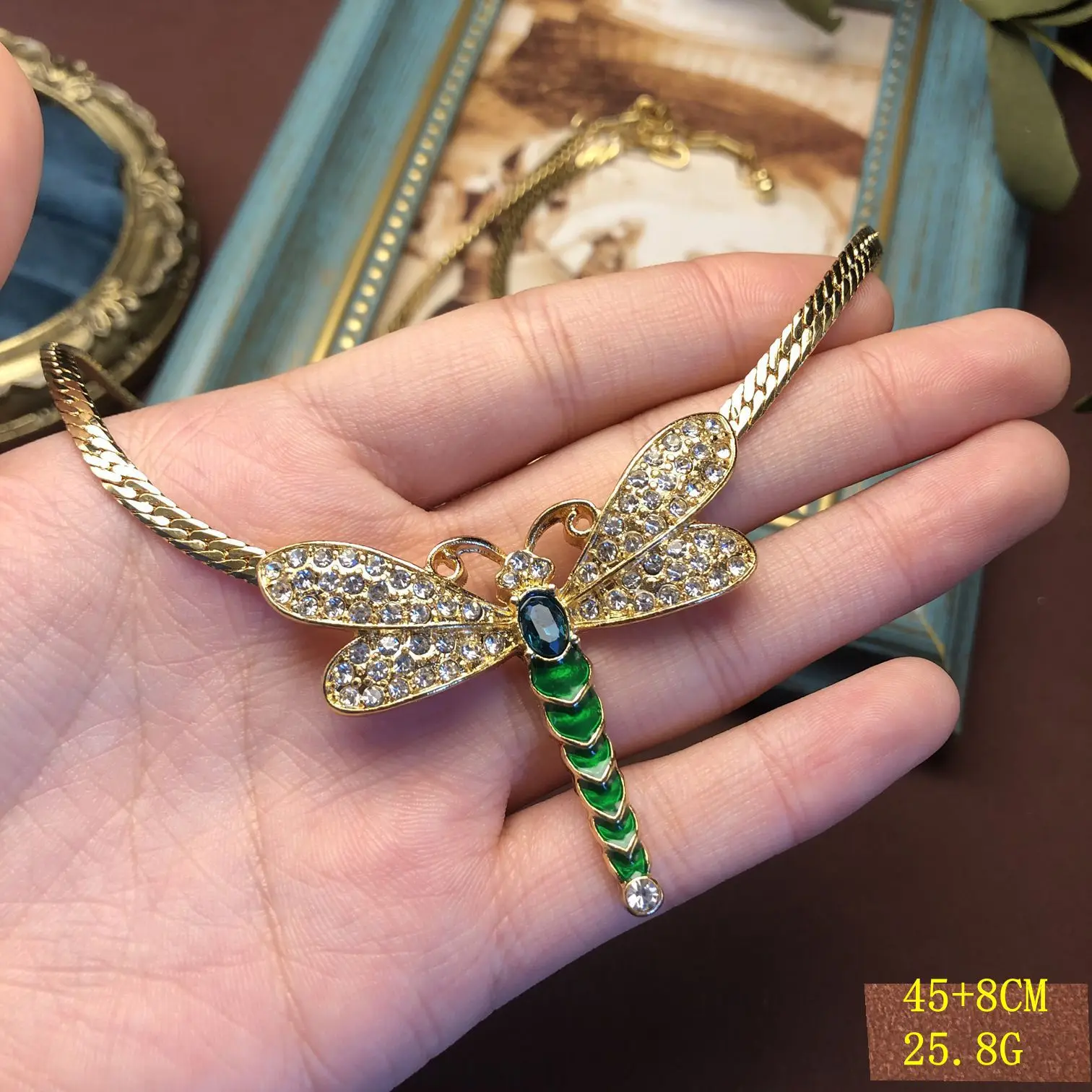 خمر حجر الراين اليعسوب قلادة النحاس قلادة أنيقة بروش #1