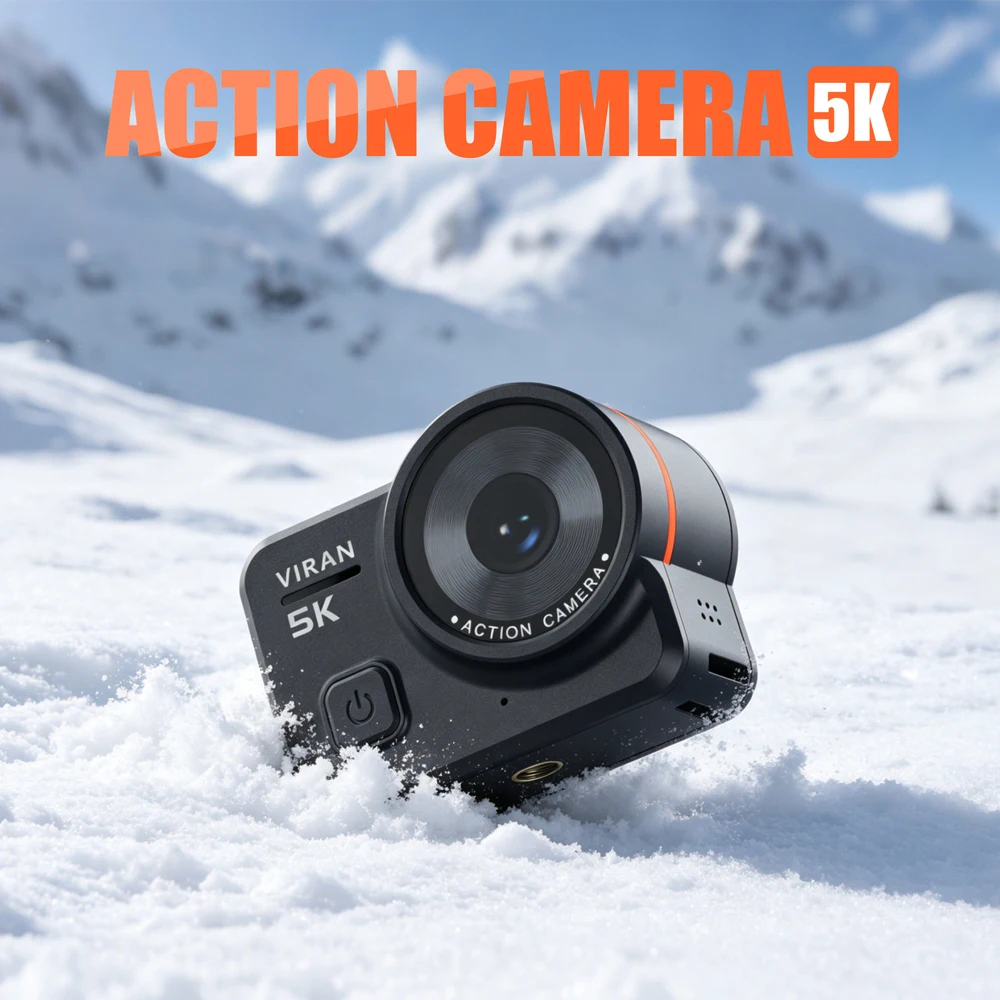 2026 VIRAN V10 5K 30FPS Action Camera EIS Stabilization Touch Screen Waterproof Motion Detection Motorcycle Dash Sports Cam