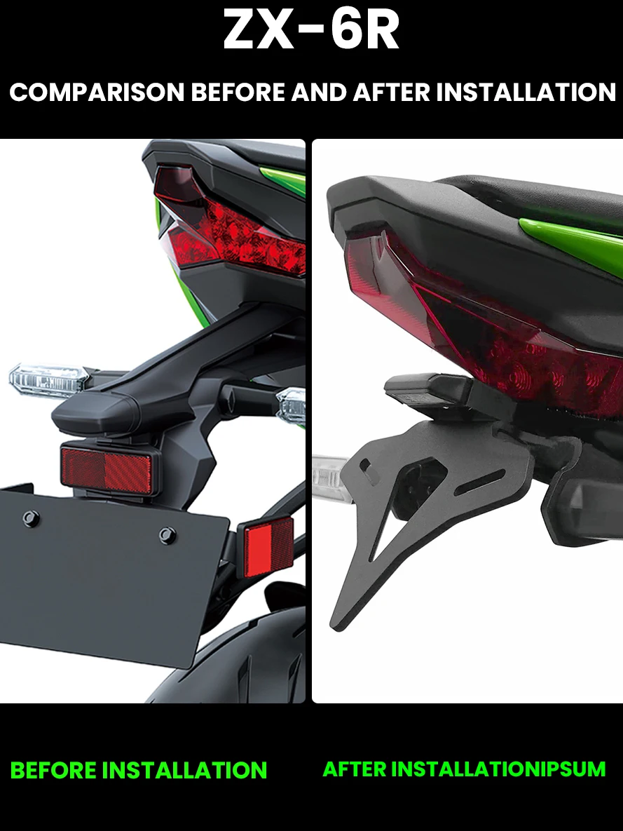 For KAWASAKI ZX-6R  ZX6R 2024-2026 Z1100 2026 Motorcycle Rear Short Tail Stock Tidy License Plate Holder Tailstock Bracket