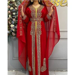 Red Caftanes Farasha Abaya Long Dress for The Wedding in Dubai Morocco Is Very Fancy