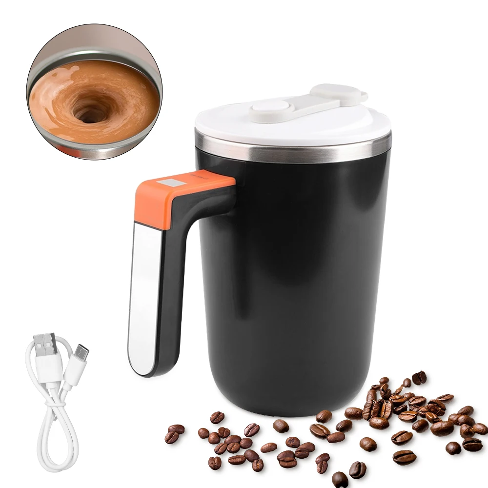 

300 мл самоперемешивающаяся кружка с подогревом, магнитная чашка для смешивания кофе с крышкой, перезаряжаемая подкладка из нержавеющей стали 304