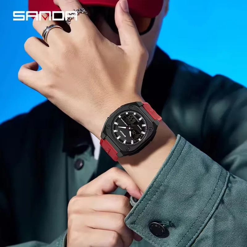 SANDA 6268 남성 패션 전자 쿼츠 시계 방수 야광 다기능 아웃도어 스포츠 및 레저 디지털 시계