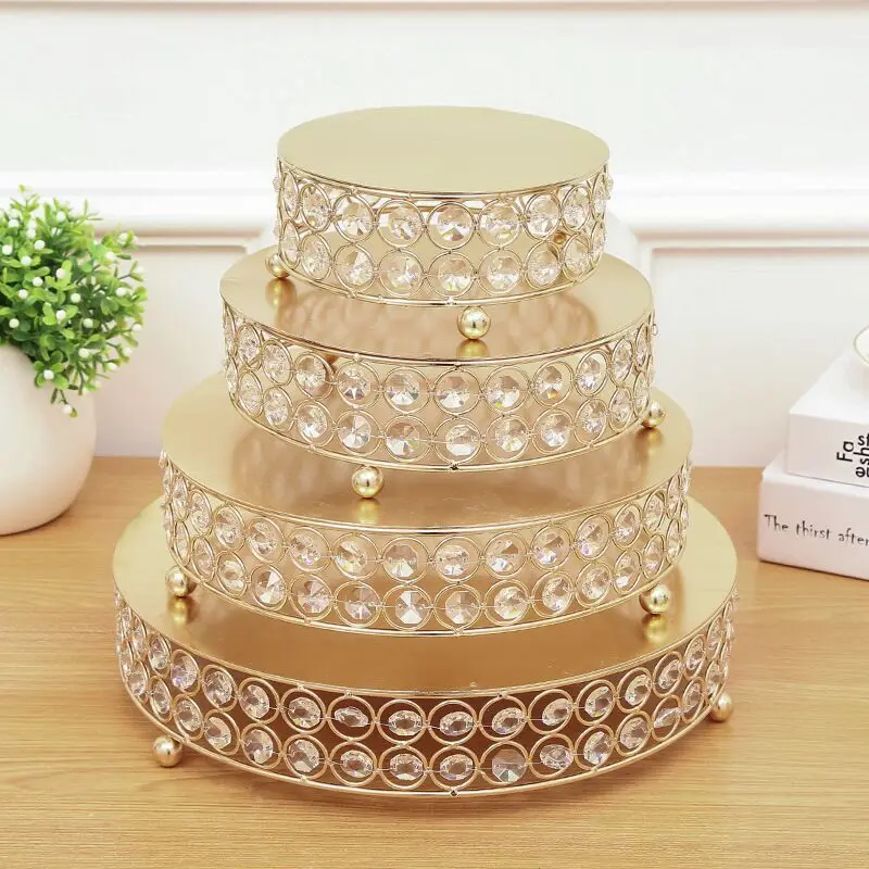 Crystal Cake Stand Metal Round Charger Plate Wedding Party Decoration Supplier Baking & Pastry Cake Dessert Tools