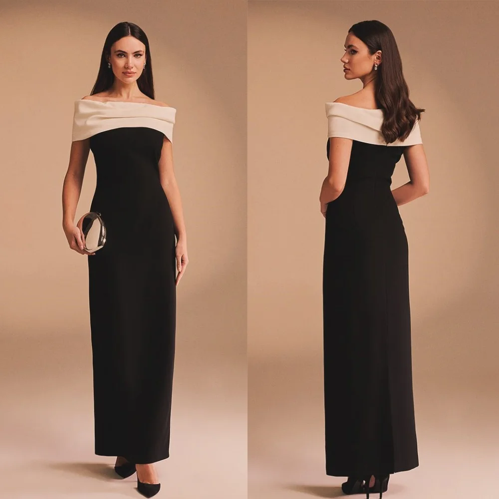 

Jersey Draped Pleat Homecoming Sheath Off-the-shoulder Bespoke Occasion Gown Midi Dresses Evening Saudi Arabia