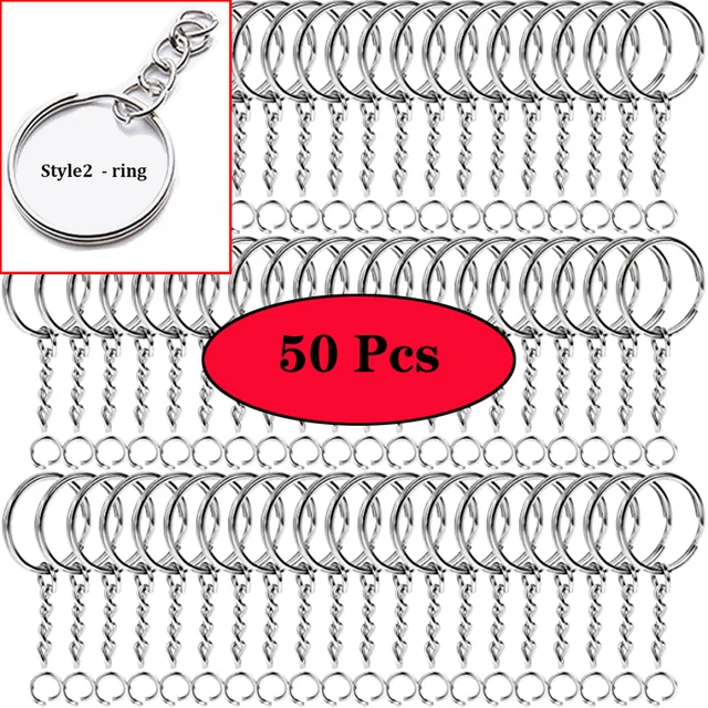 Silver Metal Blank Keyring Keychain, Long Split Keychain
