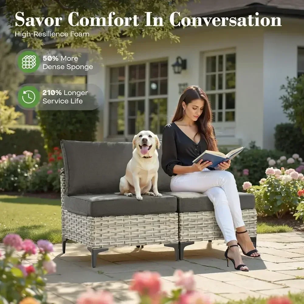 6-Piece Outdoor Wicker Patio Furniture Set with Fire Pit Coffee Table, Black