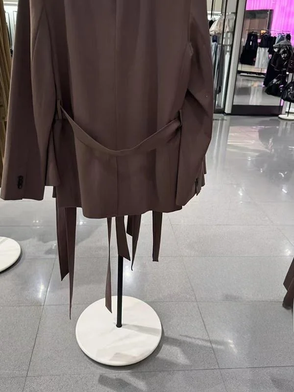 Elegant Long Sleeve Casual Suit Jacket Women's Spring New Arrival 2025 with Belt High-End Feel Commute Style Regular Length