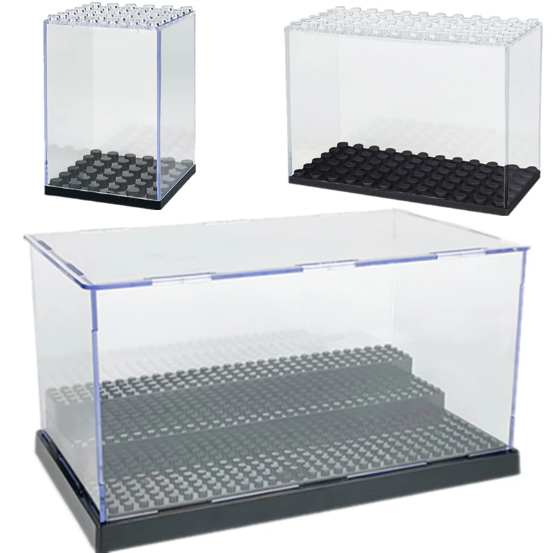Display Box Container Dustproof Transparent Cover Accessory Base Set City DIY Model Building Blocks Bricks Toy Accessories