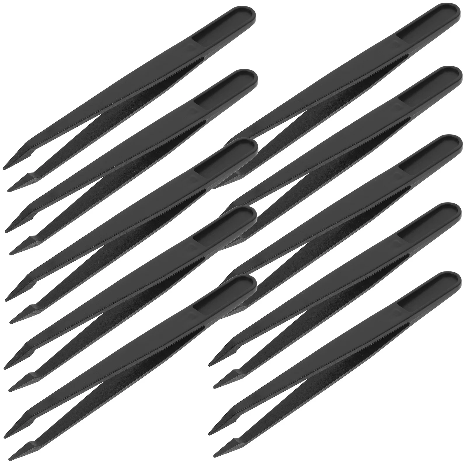 مكافحة ساكنة البلاستيك الدقة الملقط 10 قطعة منحني مستقيم الملقط للإلكترونيات إصلاح صياغة صنع المجوهرات أدوات المختبر