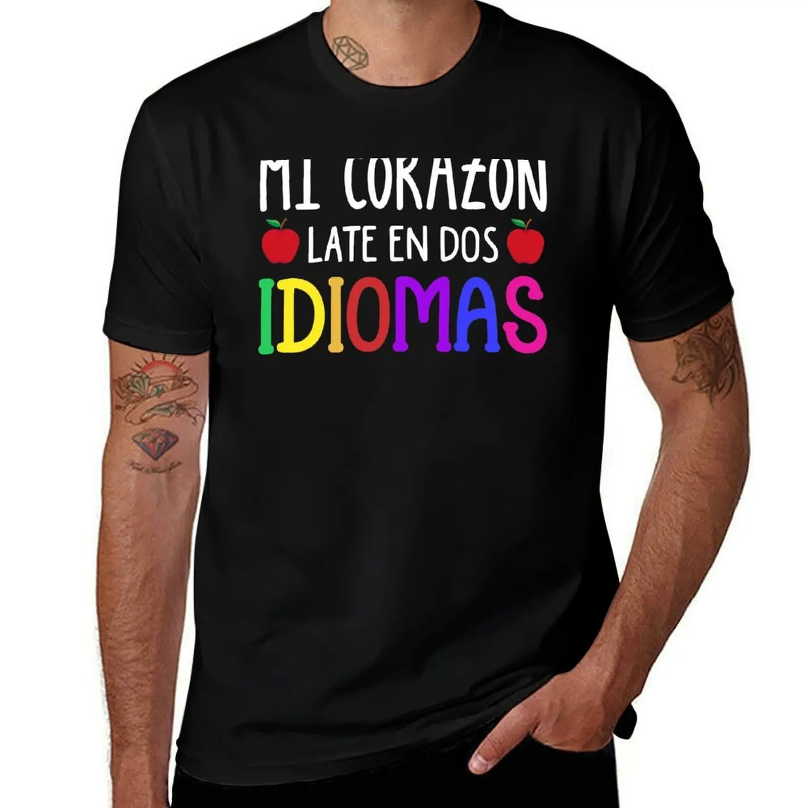 Bilingual Spanish Teacher Mi Corazon Late En Dos Idiomas T-Shirt Work Utility Short Sleeve Shirt T-Shirt