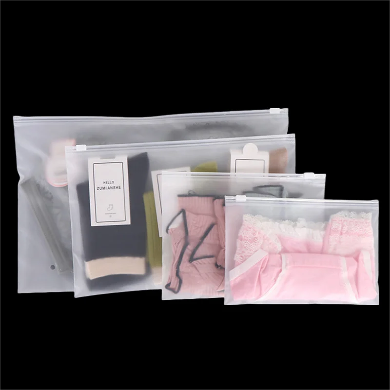 StoBag 50pcs Wholesale Frosted Matte Clothes Packaging Zipper Bags Pouch Plastic Sealed Socks Shirts Storage Reusable Organizer