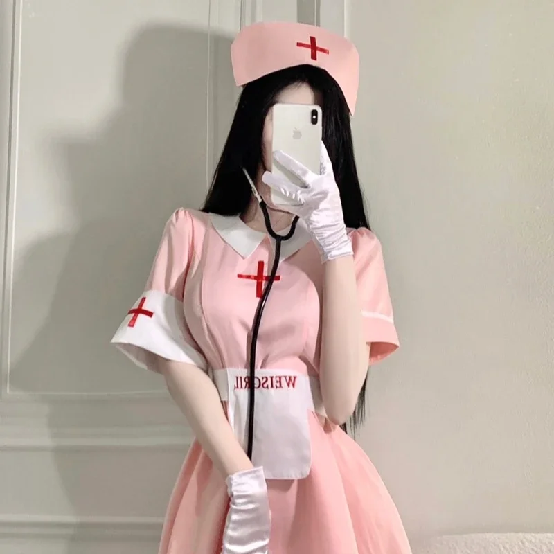 

Sexy Nurse Cosplay Uniform Halloween Decoration Nightclub Set Cute Doctor Cosplay Secretary White Angel Nurse Outfit