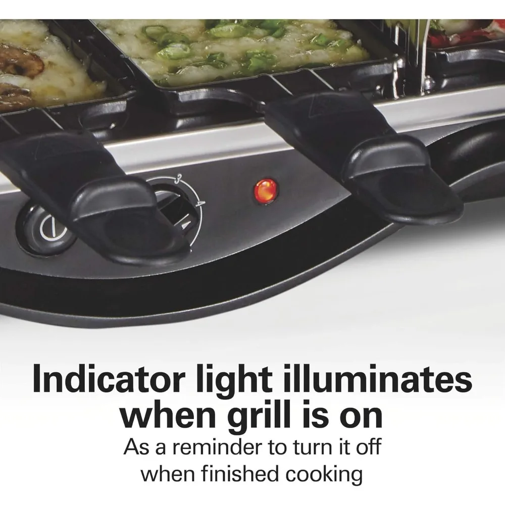 Electric Indoor Raclette Table Grill, PFAS-Free Serves up to 8 People for Parties and Family Fun, Includes 8 Warming Trays