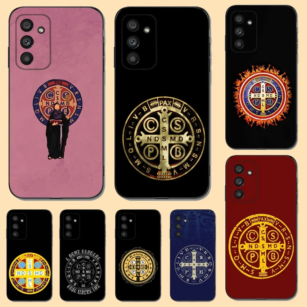 Etui na telefon z medalem Świętego Benedykta do Samsung S23,22,21FE 20,10lite 9,8,5plus 6,7edge Note20,20ultra Black Silicone