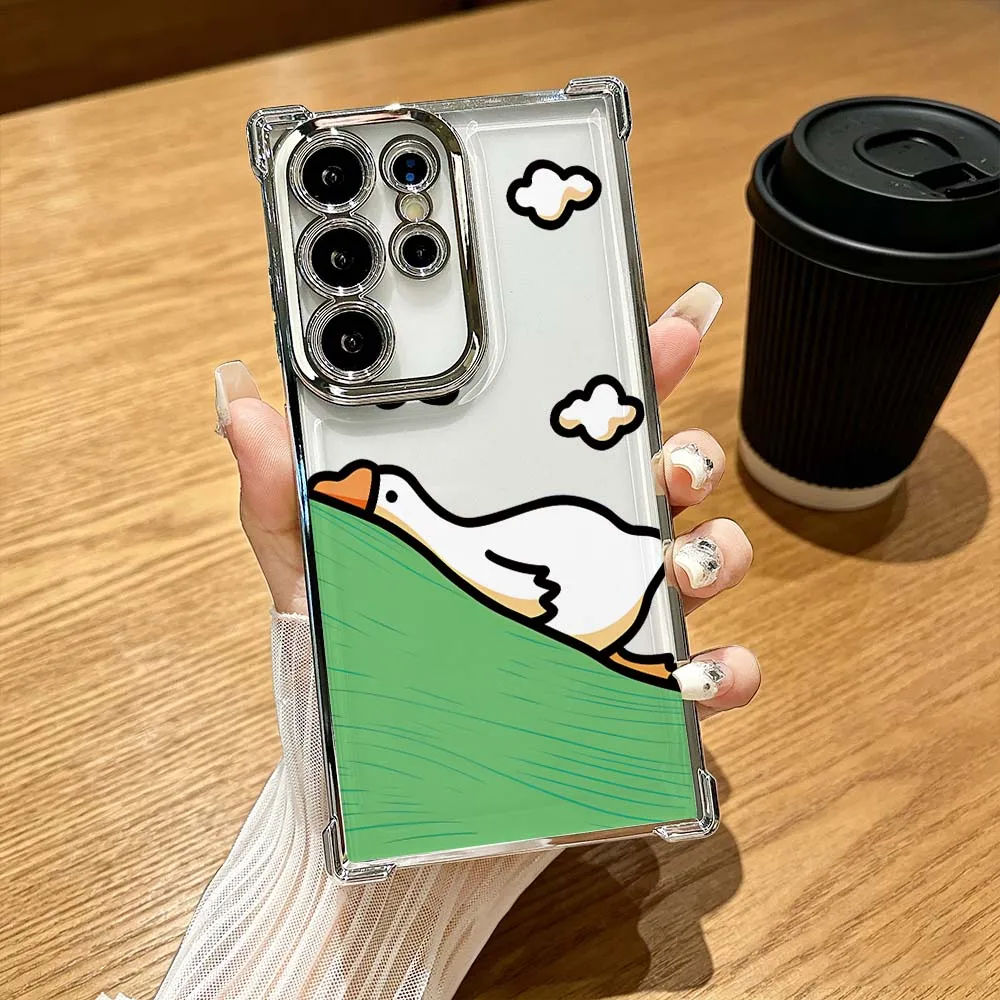 New Cartoon Duck Anti-Drop Funda For Samsung Galaxy S26 S25 S24 S23 S22 S21 FE Ultra Plus 5G Soft Cover Phone Case
