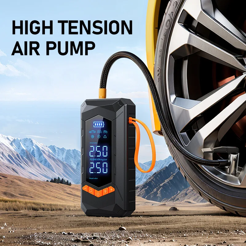 Portable Wireless Car Air Pump Automatic Tyre Inflator 6000mAh Large Battery Air Compressor for Vehicle Motorcycle Bicycle