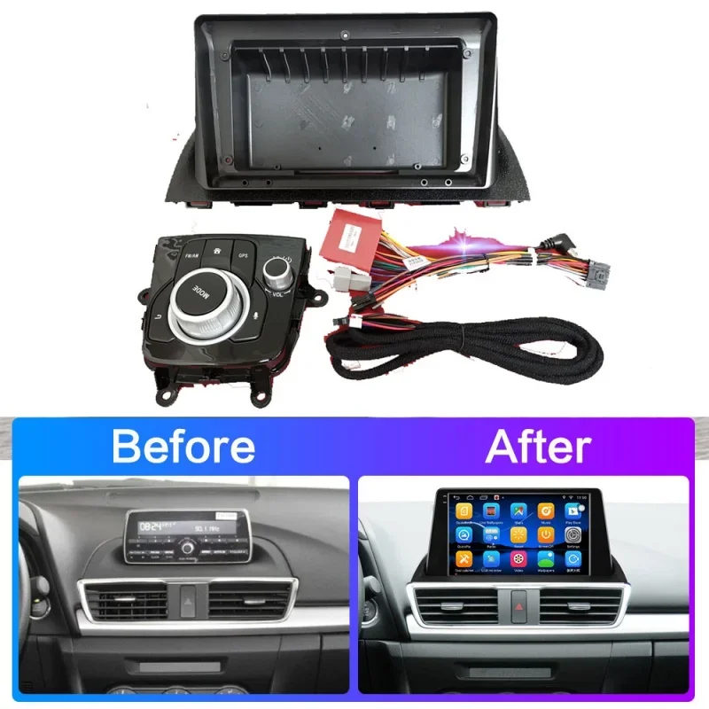 2din Radio Player Car frame for Mazda 3 Alexa 2014-2018 Control Button Car DVD Frame Audio Fitting Adaptor Dash Trim Facia Panel