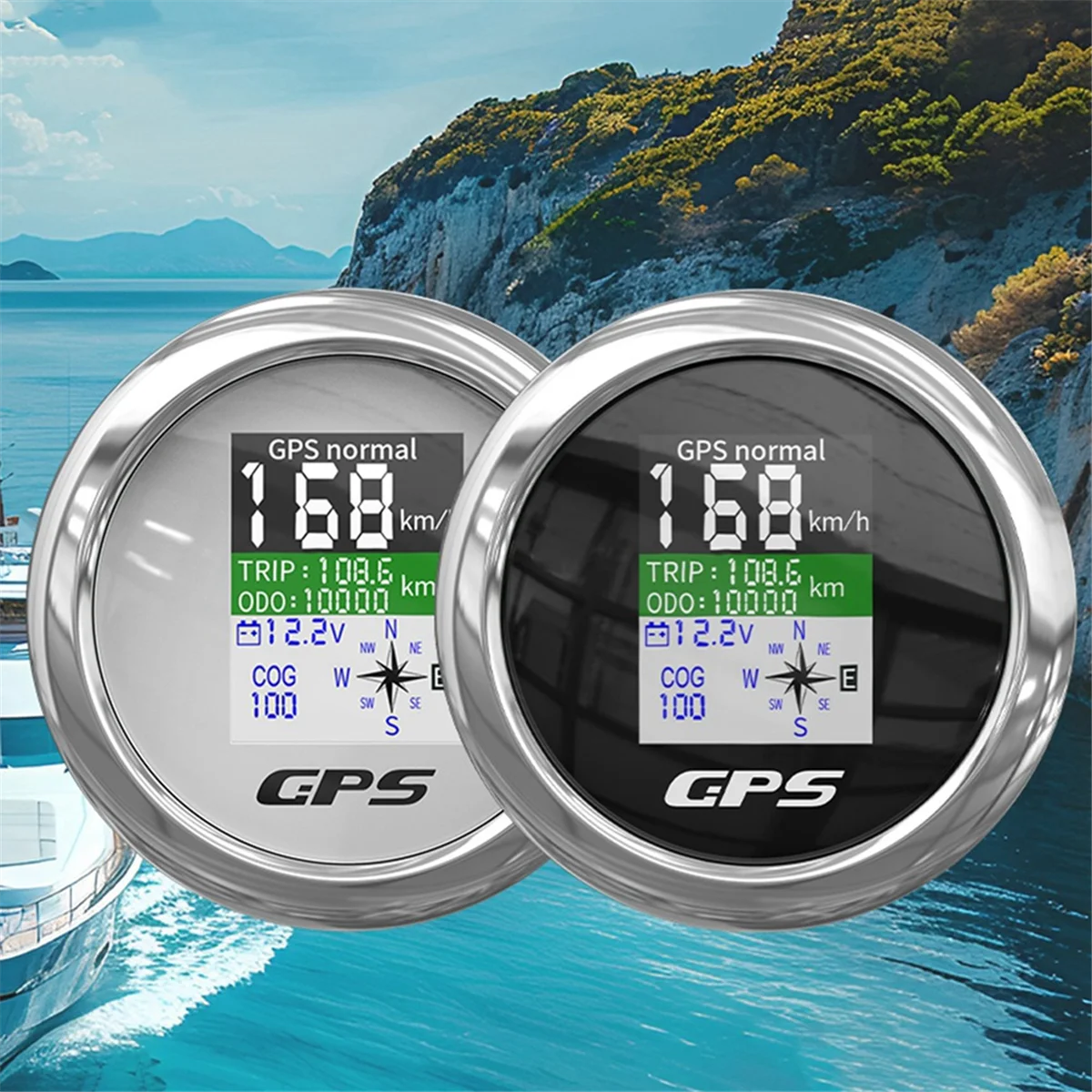 Pop Marine Boat Car GPS Speedometer Digital With GPS Antenna For Super Deal E & Silver