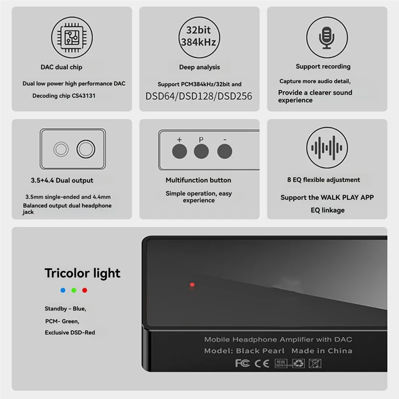 ABMF-HIFI цифровой аудиоконвертер декодер 384 кГц ЦАП двойной чип усилитель 3,5 мм + 4,4 мм адаптер для наушников аудио мобильного телефона