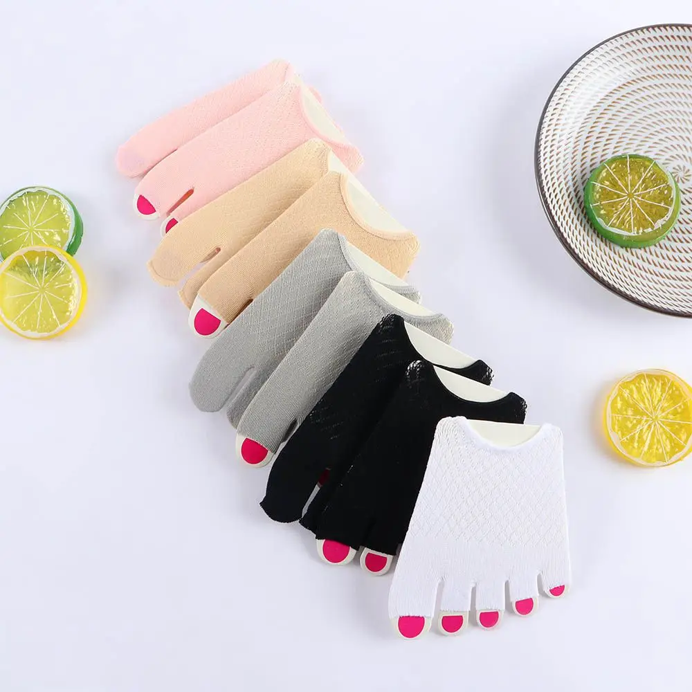 Breathable Elastic Summer Women Non-slip Half Palm Socks Open Toe Socks Cotton Sock Slippers