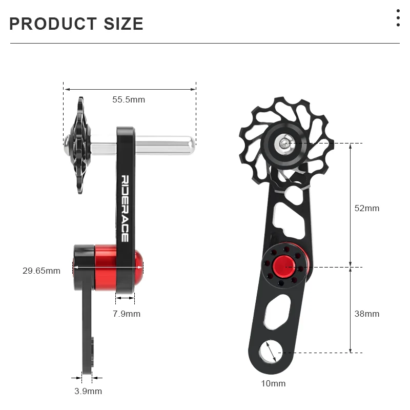 Fahrradketten-Spanner, Fahrrad-Einzelschaltkettenführung, Aluminiumlegierungs-Riemenscheibe, Kettenblatt-Spanner, Hinteres Schaltwerk, Reißverschluss – Detail 1