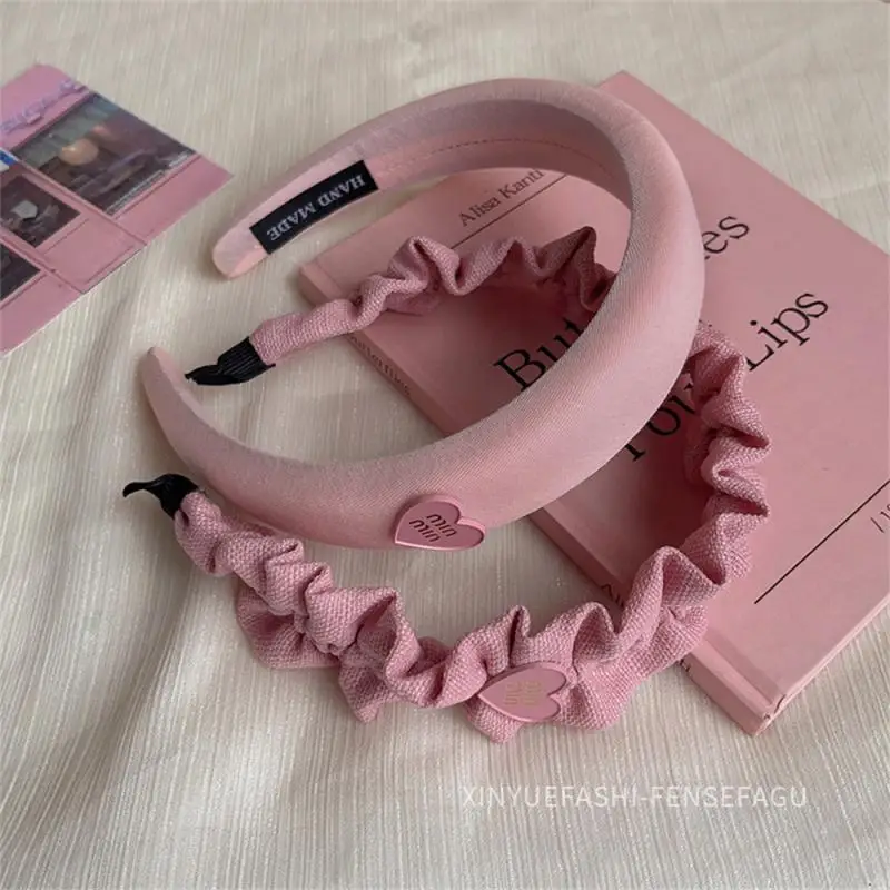 Love Hairpin High Cranial Top Head Band To Wash Face Pressure Hair Net Red Wide Brimmed Hair Band Pink Hair Bundle