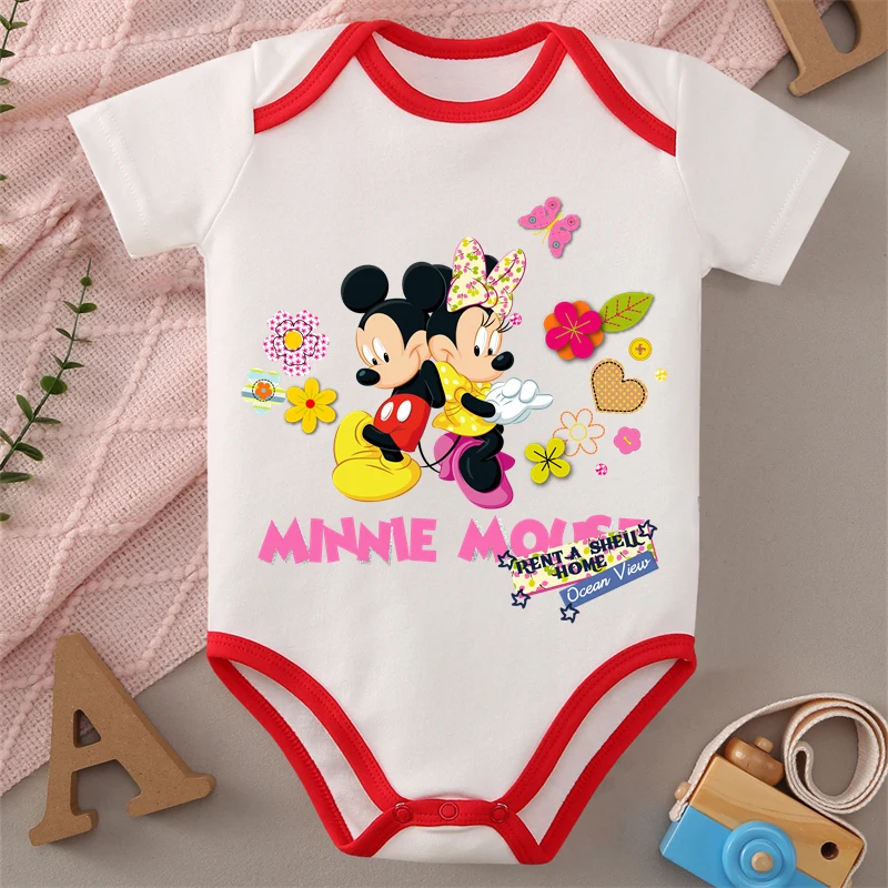 

MINISO Mickey Mouse Minnie Pure Cotton Print Baby Cloths Jumpsuit Onesie Bodysuit for 0 To 12 Months Newborn Best Gift for Baby