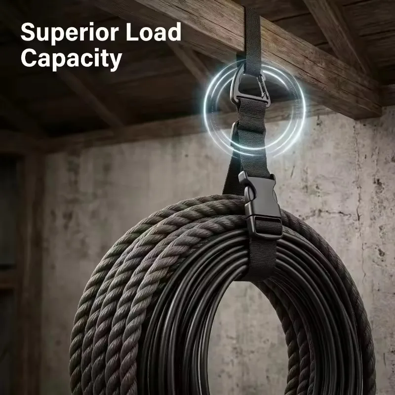 Heavy Duty Hook and Loop Cord Carrying Strap with Handle Camping Gear Rope Tent Tie Down Storage Wrap