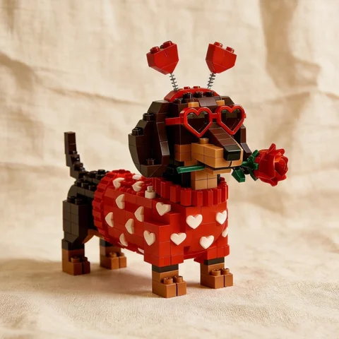 Novos Brinquedos de Blocos de Montar: Conjunto de Blocos de Montar Dachshund e Cão da Montanha Bernês para Decoração de Casa