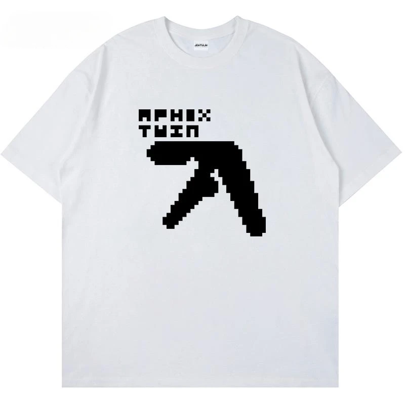 Fashion Harajuku Oversized Men Letter Tshirt Aphex Twin Print Short Sleeve T-Shirt Cotton Clothes Gothic Streetwear Tops Females