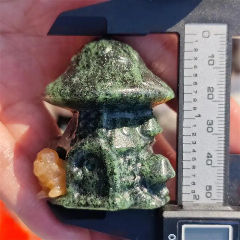 Natural Ruby In Zoisite Mushroom Santa Claus Carving Crystal Healing Halloween Gift Festival Craft For Decoration 1pcs