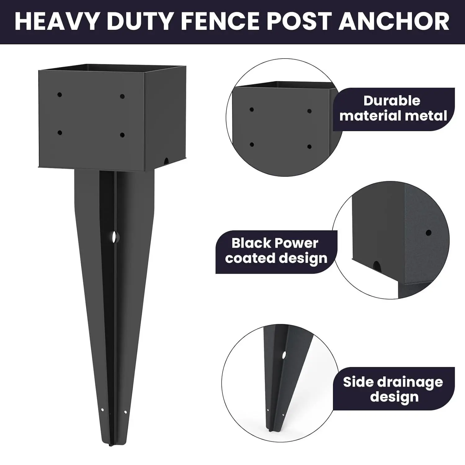 

Анкер для забора, сверхпрочный, наземный, шипчатый
