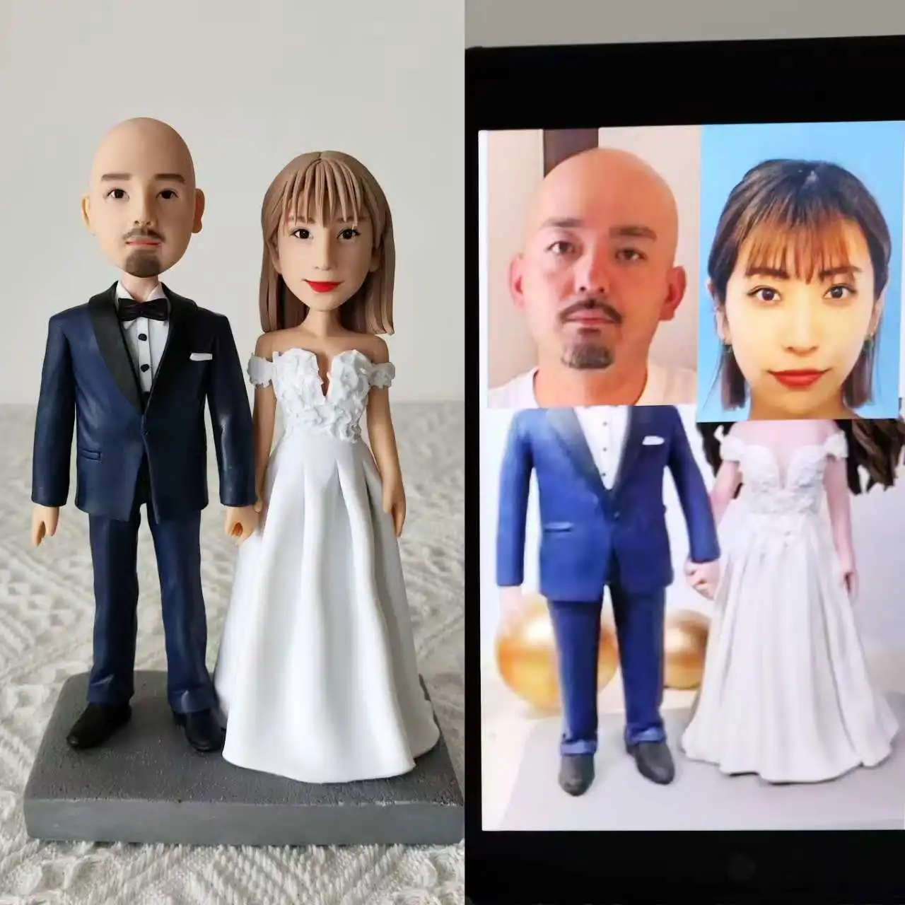 

Custom couple figurine from photo, personalized portrait figure anniversary gift, custom wedding cake topper, custom bobblehead