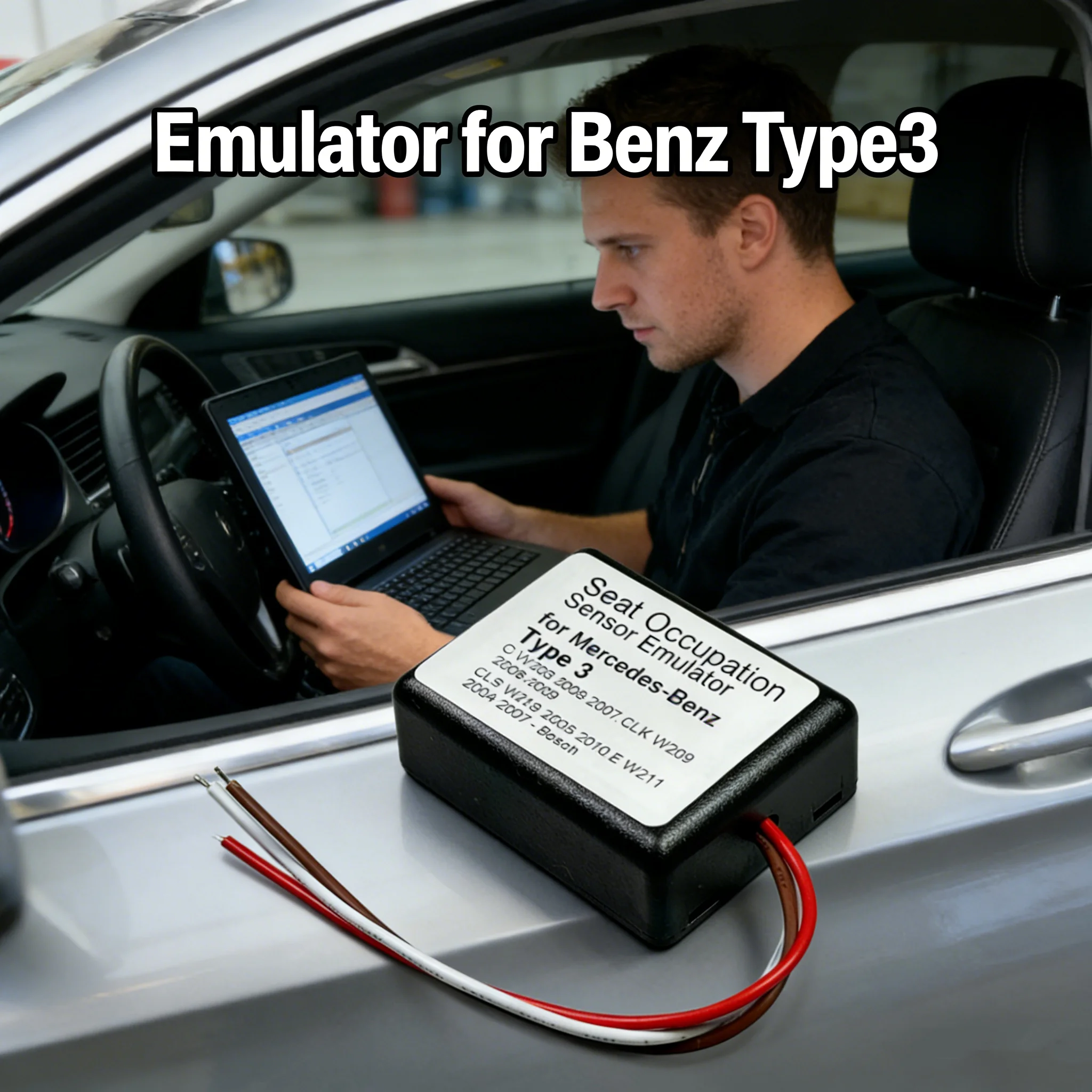 Type3 MB SRS Emulator IMMO Type 3 for Mer--ce-des Be-nz C W203 CLK W209 CLS W219 E W211 Seat Emulator Airbag Reset Tool