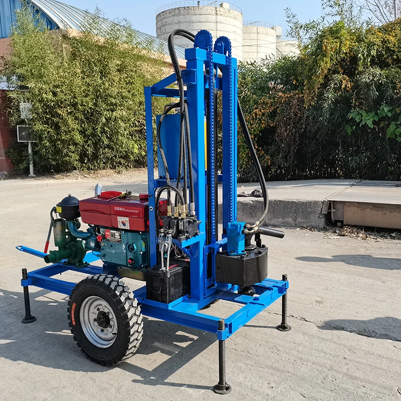Borehole Drilling Rig Trailer Mounted 150m 200m Water Well Drilling Rig Machine With Carbide Drill Bit