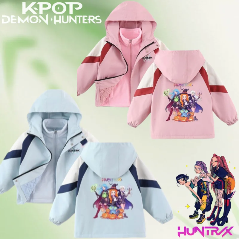

Новая осенне-зимняя куртка «три в одном» с милым креативным рисунком аниме «Охотники на демонов», модная и теплая верхняя одежда