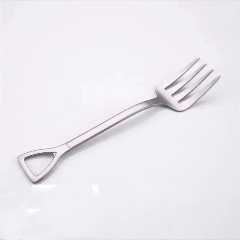 New Creative Shovel Shape Spoon Fork Stainless Steel Tableware New Shovel Spoon Fork Children Fork Eating Spoon