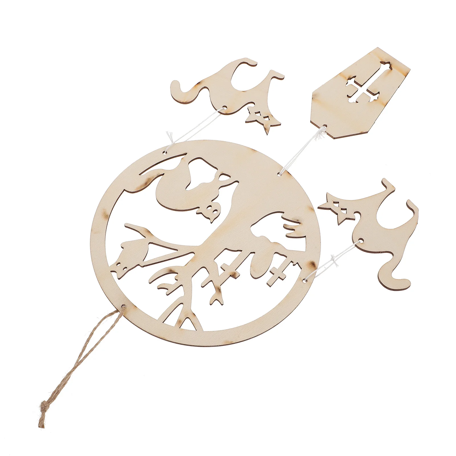 

1pc Wooden Hanging Decoration Halloween Party Themed Craft Ceiling Wall Window Tree Ornament Home Kitchen Stairs Decor