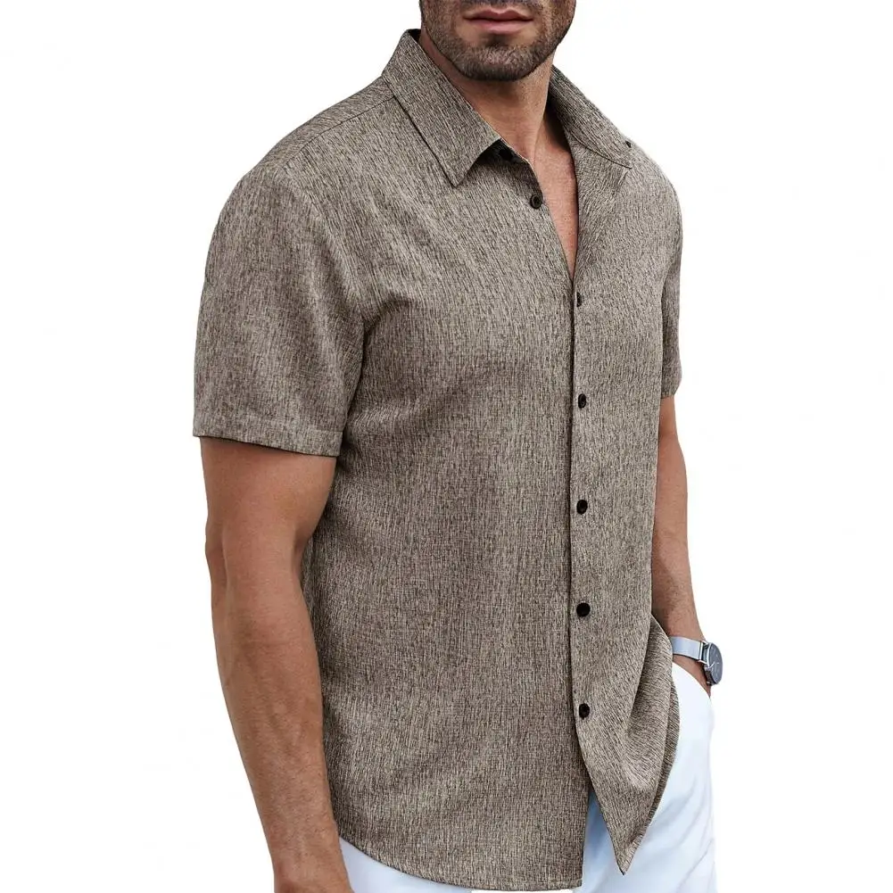 

Men Holiday Shirt Men's Summer Button-up Shirt Casual Short Sleeve Holiday Shirt Loose Fit Turndown Collar Beach Vacation Top