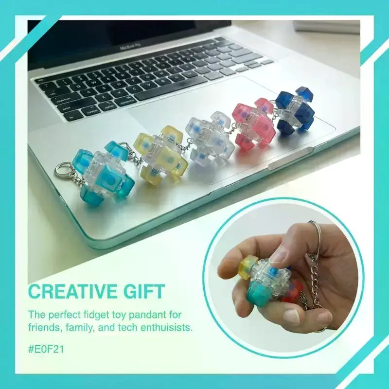 Anti Stress Fidget Keyboard Keycaps Six Button Mechanical Toy for Office Worker Desk Focus Keychain