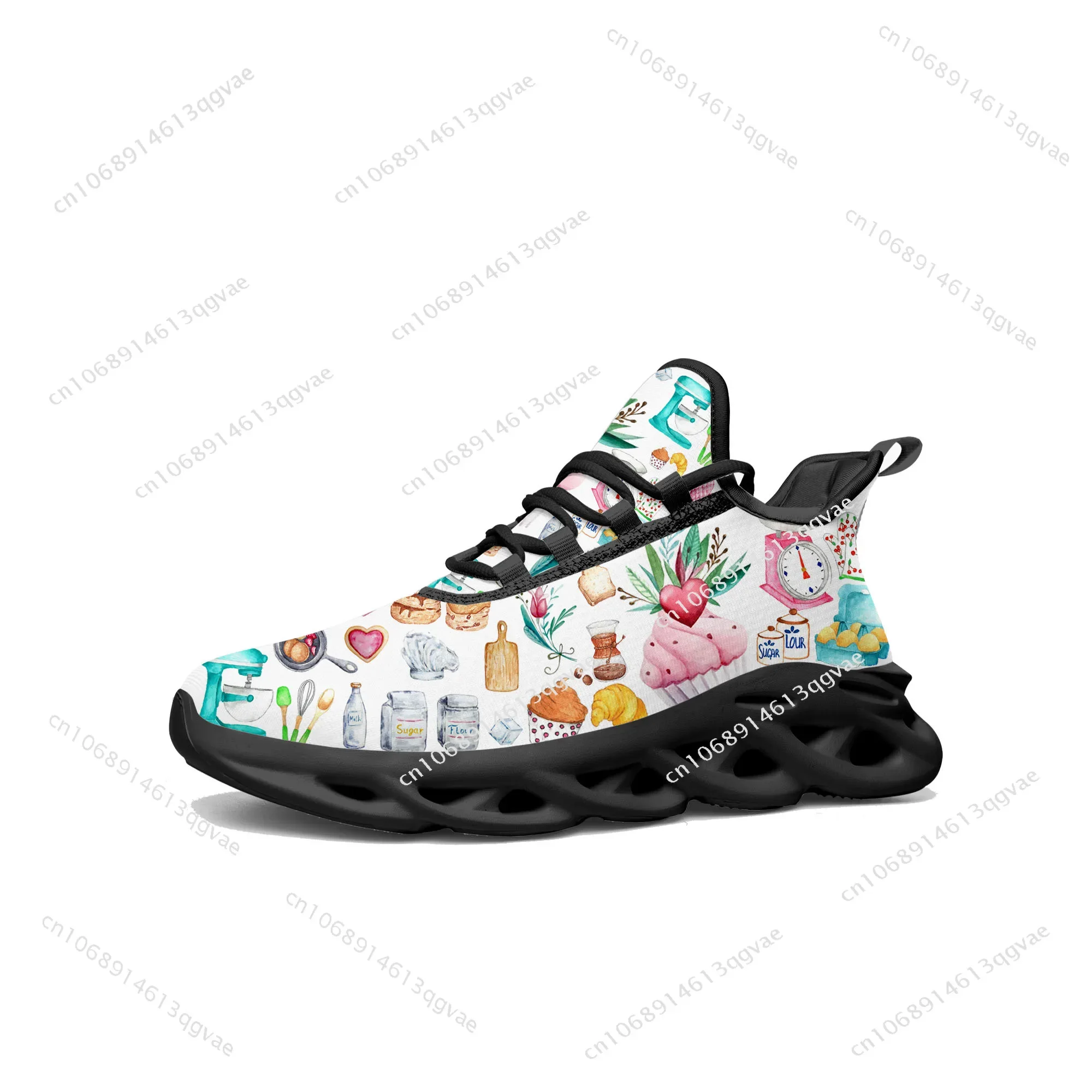 

Cartoon Cake Chef Flats Sneakers Mens Womens Sports Running High Quality Sneaker Lace Up Mesh Footwear Tailor-made Shoe Balck