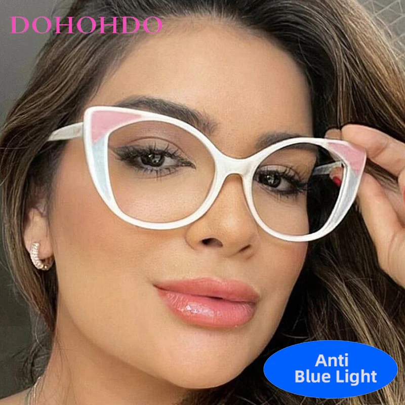 

Trendy Luxury TR90 Cat Eye Big Frame Assorted Colors Anti-Blue Light Glasses Women Men Brand Designer Optical Eyeglasses Lentes