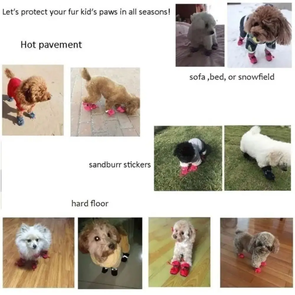 4Pcs Anti-Scratch Pet Dog Shoes with Reflective Trim Wear-Resistant Pet Protection Shoes Strong Grip Does Not Fall Off