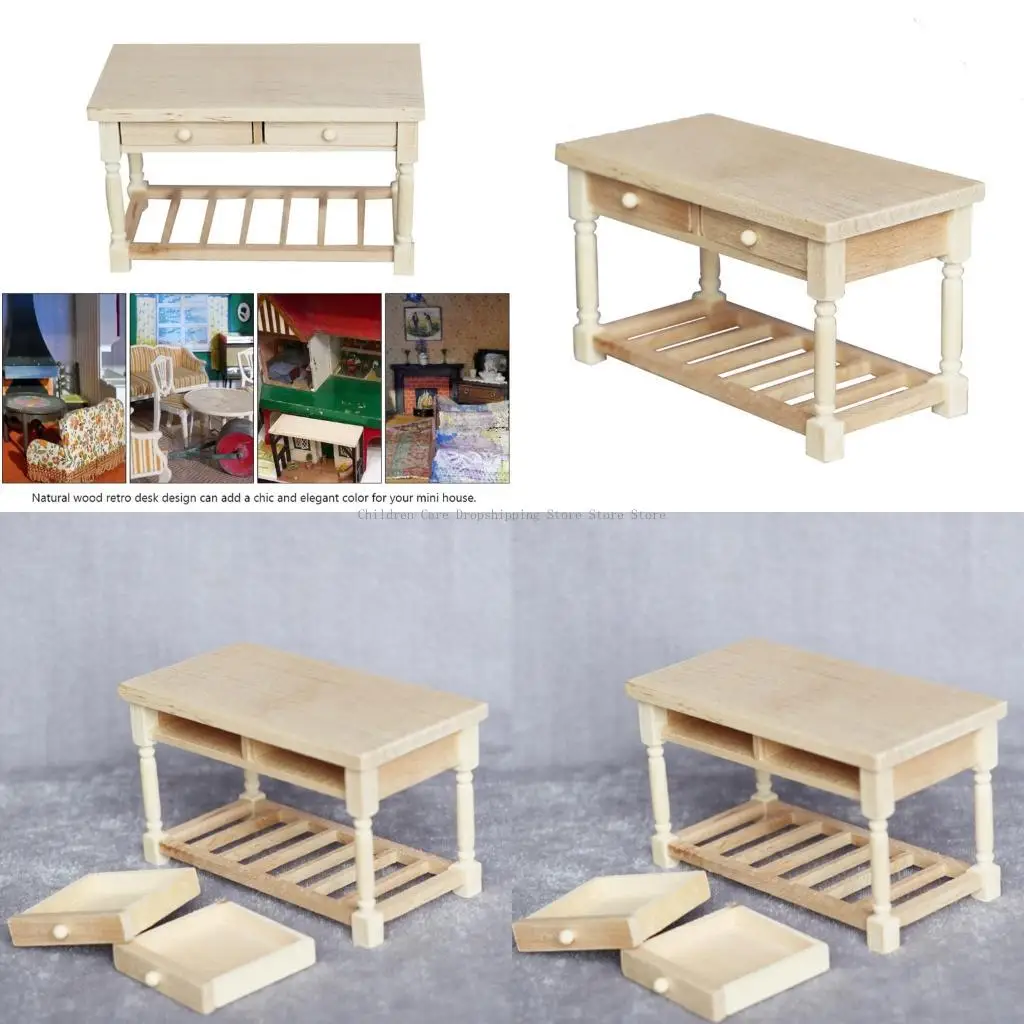 

Миниатюрная деревянная модель стола для декора кукольных домиков и поделок