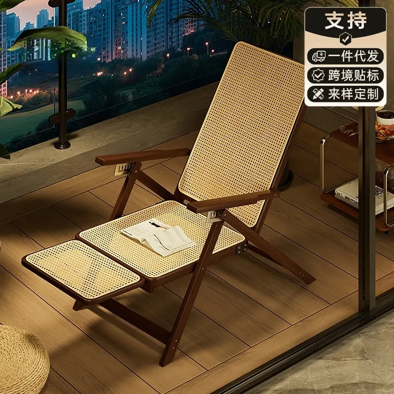 Foldable Recliner Chair 3-in-1 Nap Seat Breathable Fabric Elderly Lounger for Home Office Summer Rest