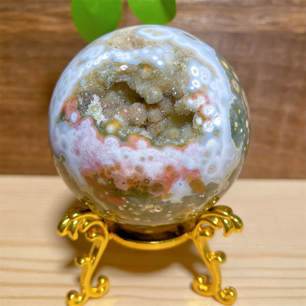 Natural High Quality Ocean Jasper Sphere Ball Stone  Crystal Specimen Spiritual Hand Energy Healing Feng Shui Home Decoration