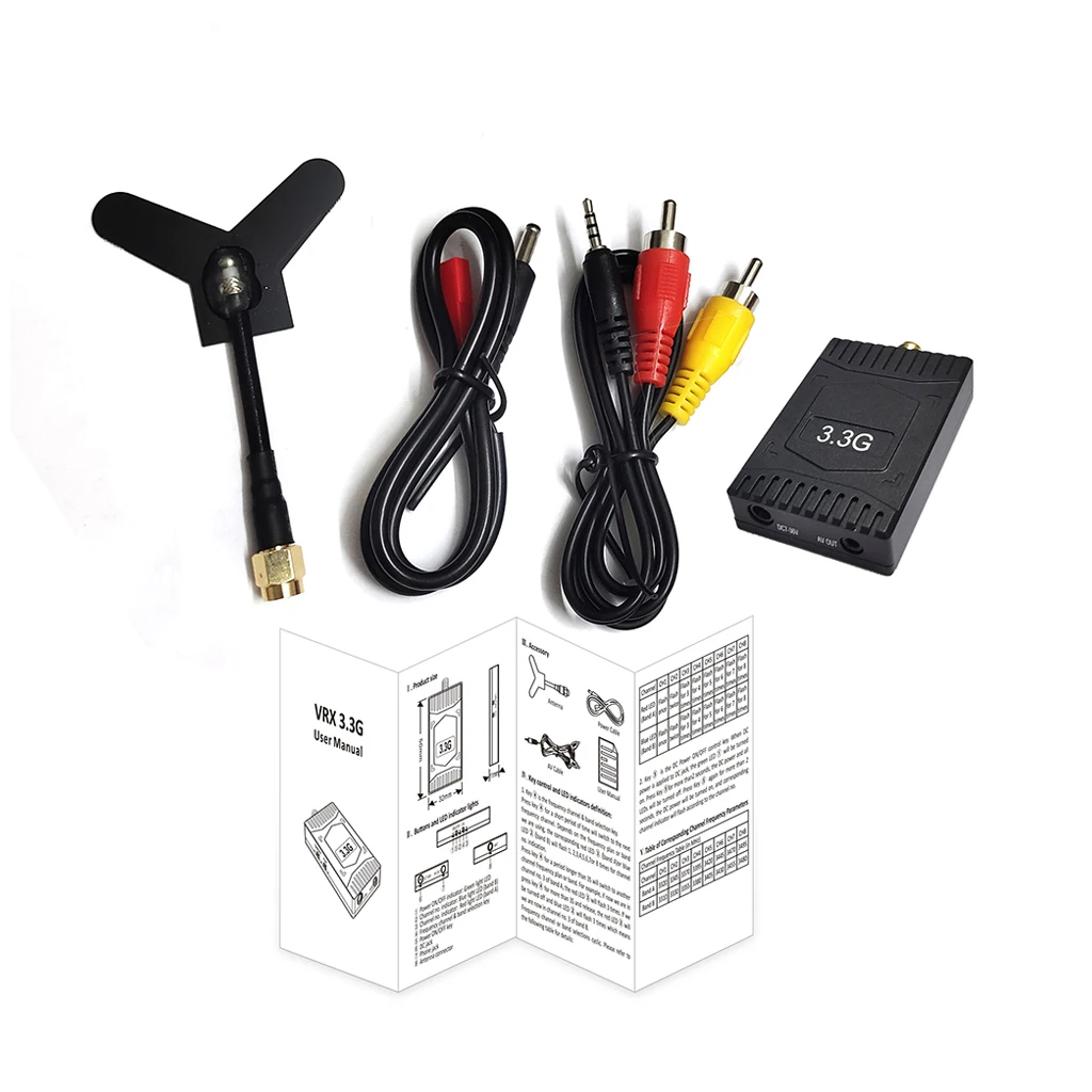 

3.3GHz 4W FPV Video Transmitter VTX 8CH 4000mW 3.3G VRX Receiver Kit for FPV RC Long Range Racing Drone Goggles