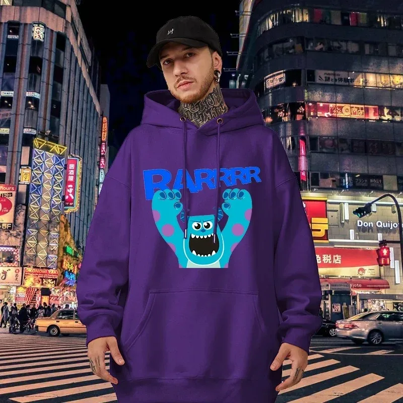 

Cartoon Pocket Men Hoodies Disney Monster Character Kawaii Casual Graphics Cozy Popular Daily Male Sweatshirts Autumn Winter