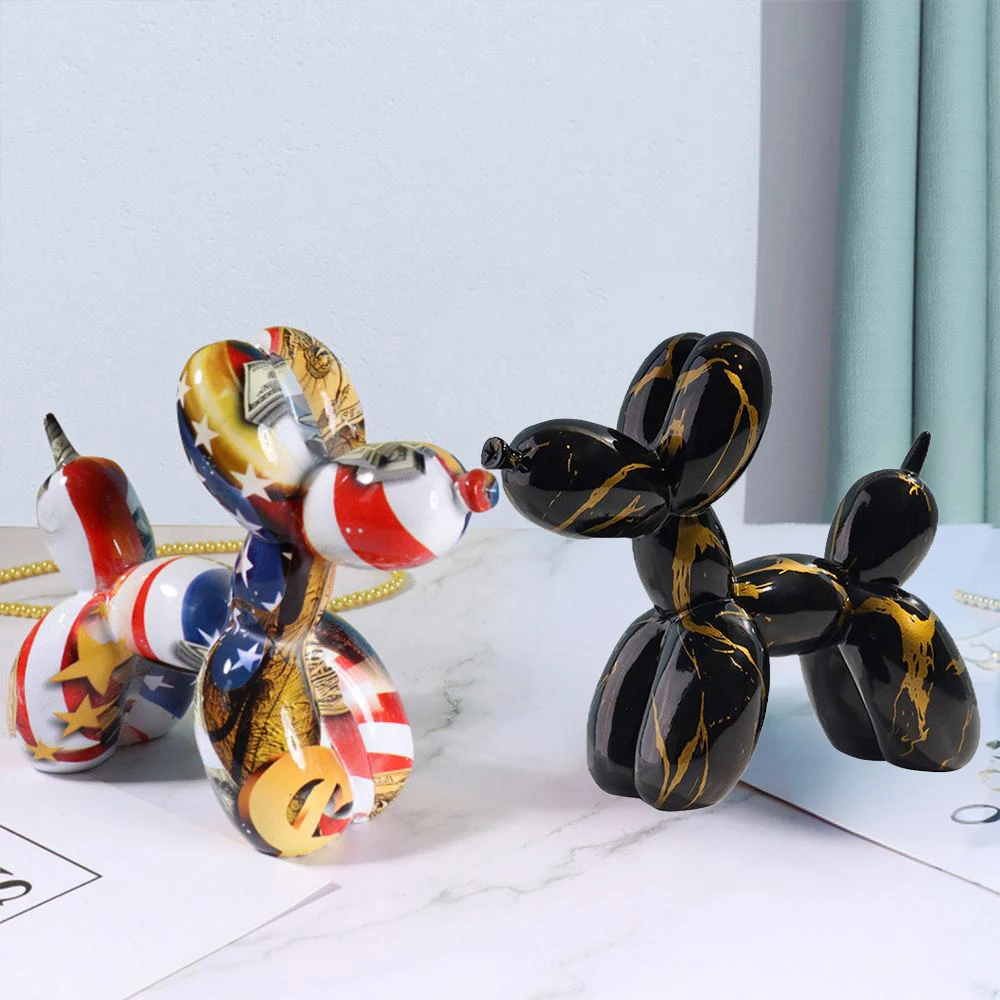

Hydrographic Colorful Graffiti Balloon Dog Statue For Home Soft Furnishing Living Room Entryway Creative Animal Home decoration