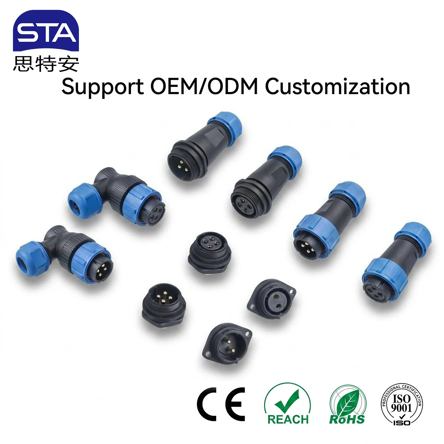 SP2110/2111/2112/2113/2116 Plastic IP68 Waterproof Connector Industrial Male Female Aviation Plug Socket 2 3 4 5 6 7 9 12 Pin